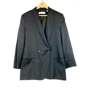 Valerie Stevens Pure Linen Women's Shoulder Pad Black Linen Blazer Size …